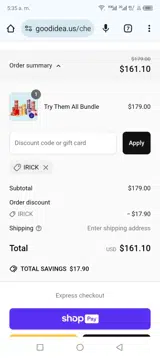 IRICK coupon verification screenshot
