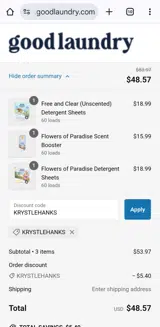 KRYSTLEHANKS coupon verification screenshot