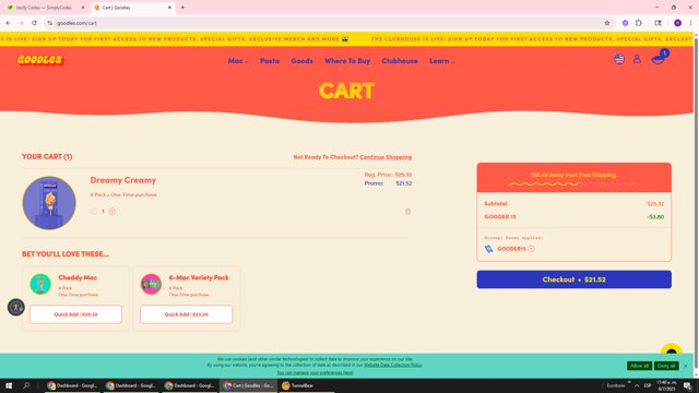 Goodles checkout page showing Goodles promo code box | Screenshot taken by SimplyCodes community member on Jul 8, 2025