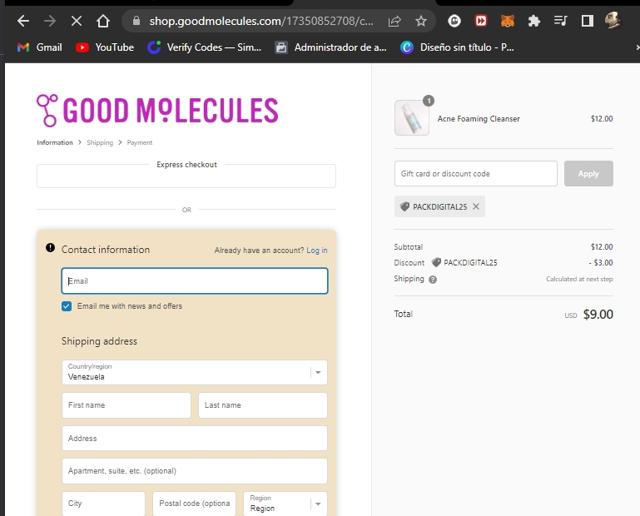 Good Molecules checkout page showing Good Molecules discount code box | Screenshot taken by SimplyCodes community member on Aug 22, 2022