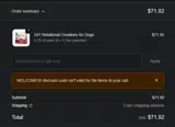 WELCOME10 coupon verification screenshot