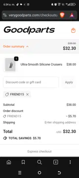 FRIEND15 coupon verification screenshot