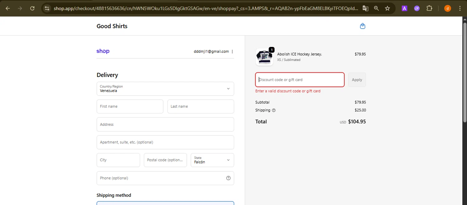Good Shirts discount code screenshot showing code GSMOBILE20 applied at Good Shirts checkout page. Uploaded by SimplyCodes community member PennyAdmiral6960 on Nov 20, 2025