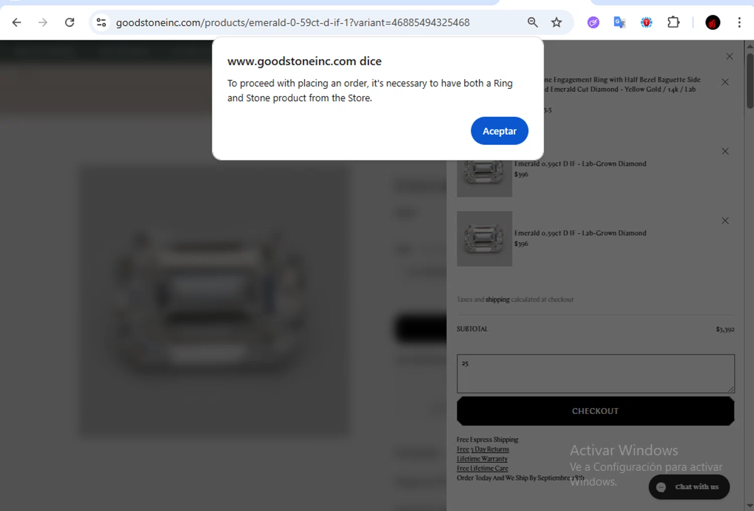 Good Stone promo code screenshot showing code GOLD10 applied at Good Stone checkout page. Uploaded by SimplyCodes community member Francisco01 on Sep 3, 2025