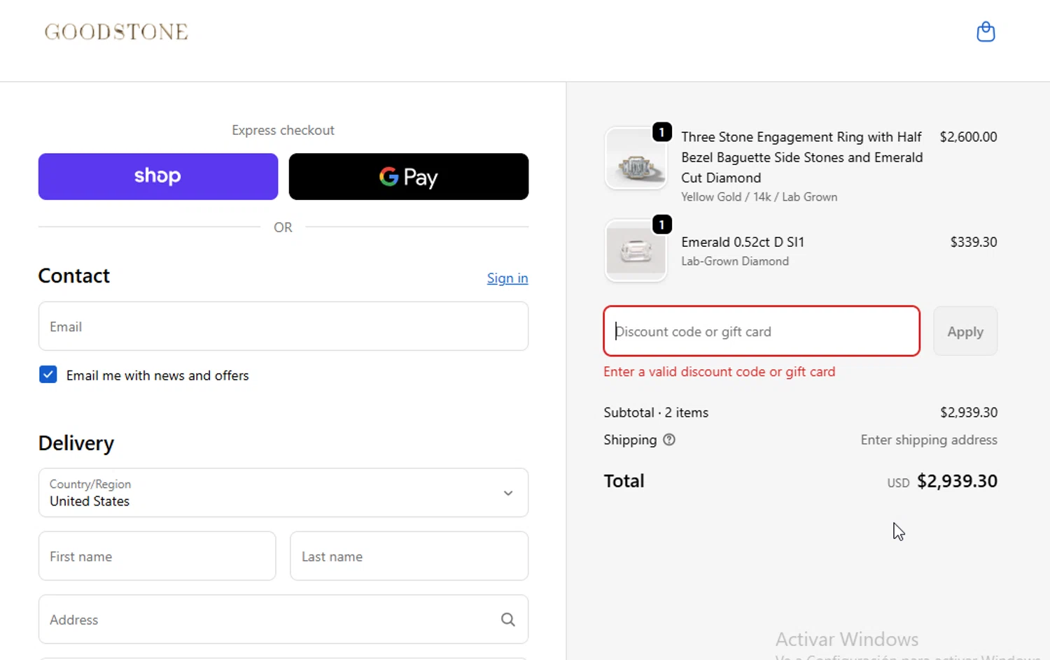 Good Stone promo code screenshot showing code SAFEOPT15 applied at Good Stone checkout page. Uploaded by SimplyCodes community member WonderW on Nov 29, 2025