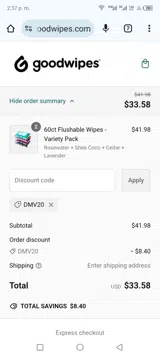 Dmv20 coupon verification screenshot
