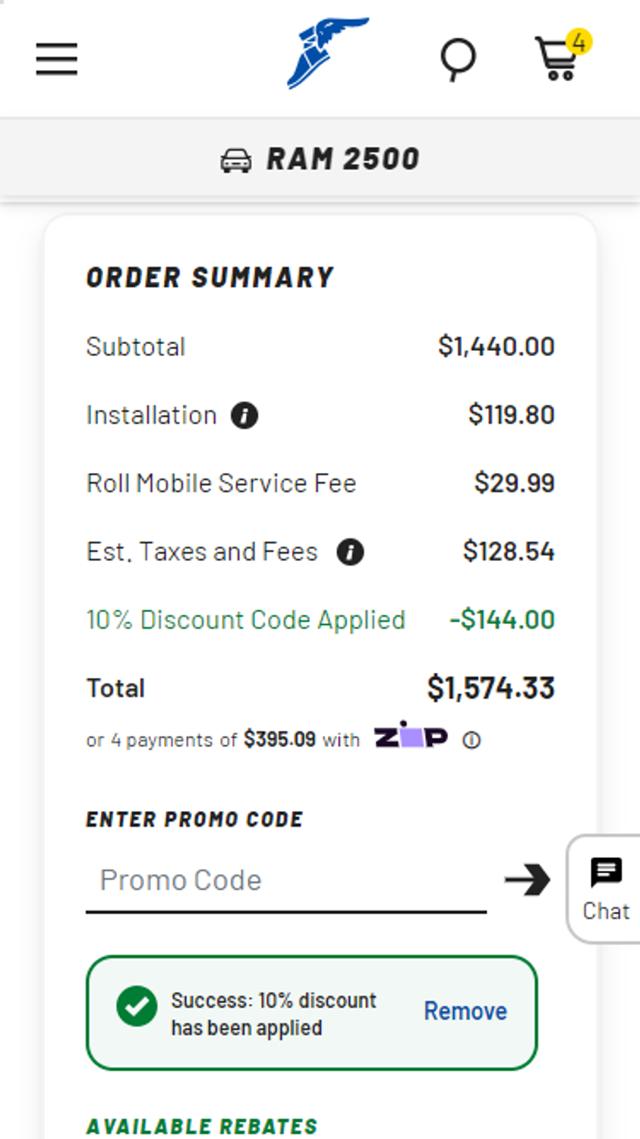 Goodyear checkout page showing Goodyear promo code box | Screenshot taken by SimplyCodes community member on Nov 15, 2024