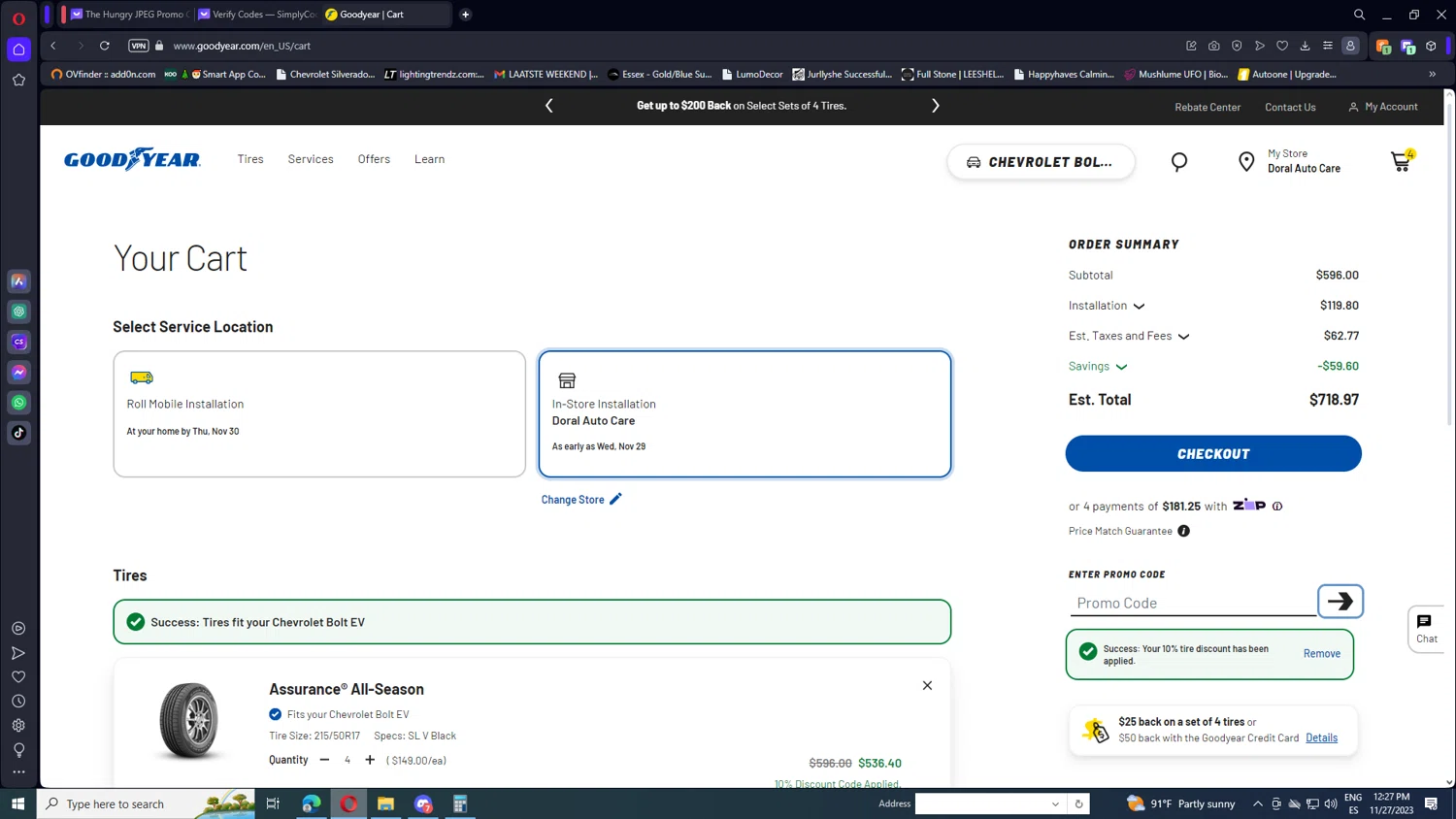 where to use Goodyear promo code box