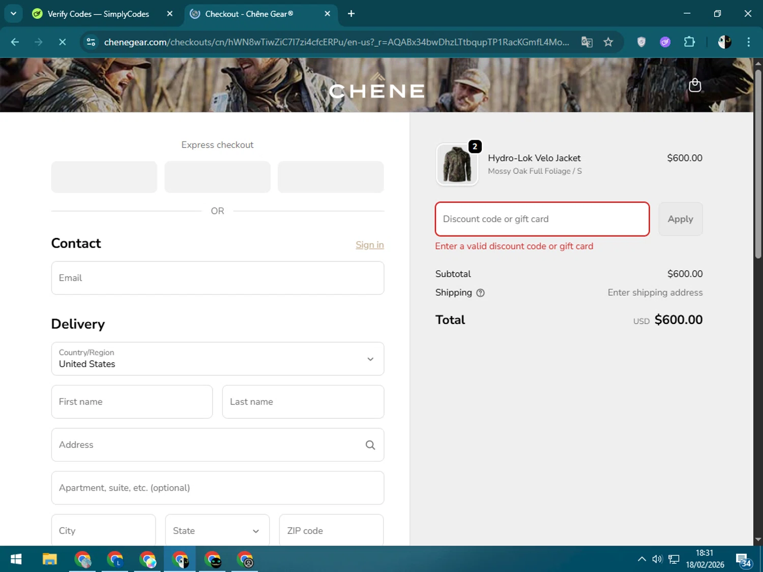 Googan Squad promo code screenshot showing code ADBNU applied at Googan Squad checkout page. Uploaded by SimplyCodes community member LegendaryLegend5536 on Feb 20, 2026