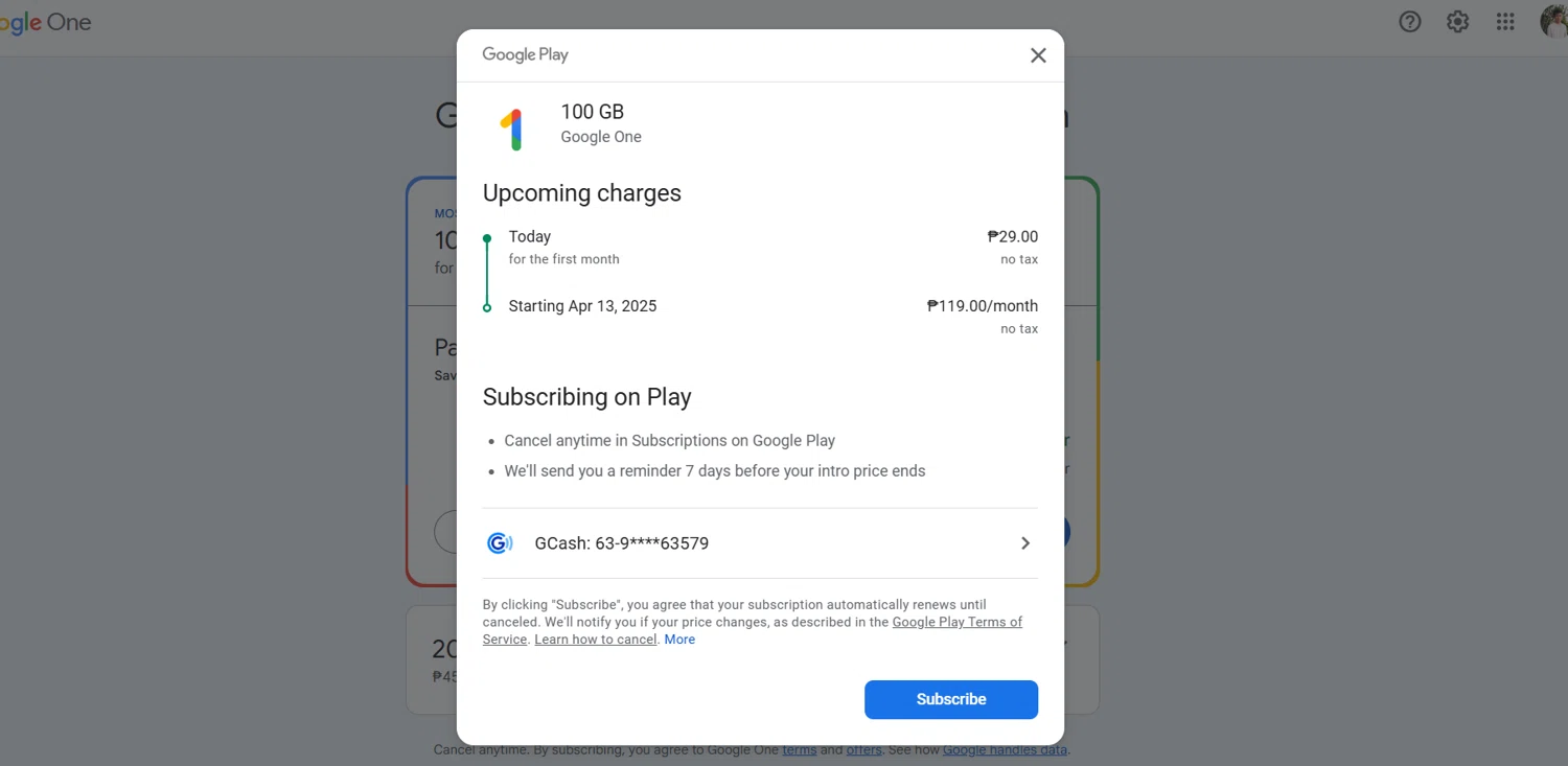 Google Drive promo code screenshot showing code SPRING30 applied at Google Drive checkout page. Uploaded by SimplyCodes community member Lioniel on Mar 13, 2025