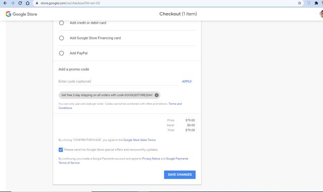 Google Home checkout page showing Google Home promo code box | Screenshot taken by SimplyCodes community member on Aug 1, 2020