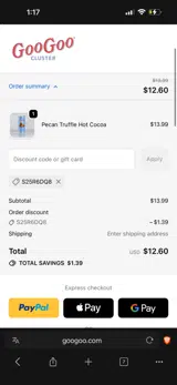 Goo Goo Cluster coupon verification screenshot