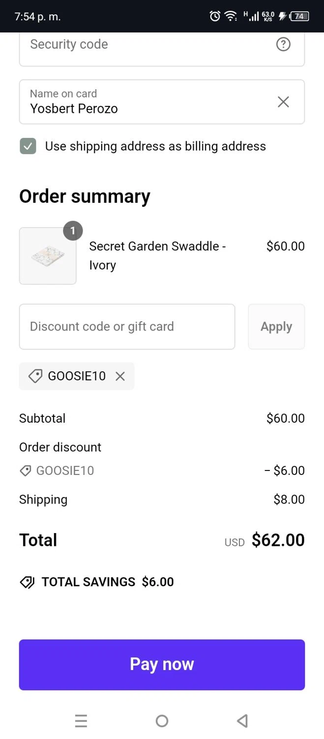 Gooselings promo code screenshot showing code GOOSIE10 applied at Gooselings checkout page. Uploaded by SimplyCodes community member VictoriousFalcon1812 on Feb 1, 2025