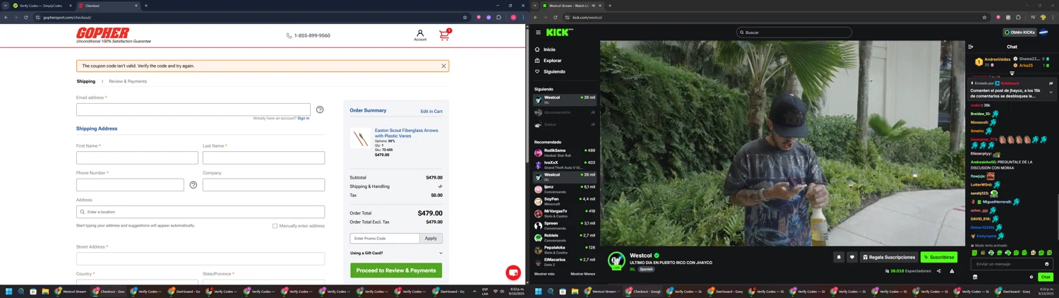 Gopher Sport promo code screenshot showing code FREE-100 applied at Gopher Sport checkout page. Uploaded by SimplyCodes community member TreasureWarden457 on Oct 9, 2025