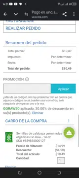 Go Raw coupon verification screenshot