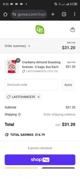 Go Raw coupon verification screenshot