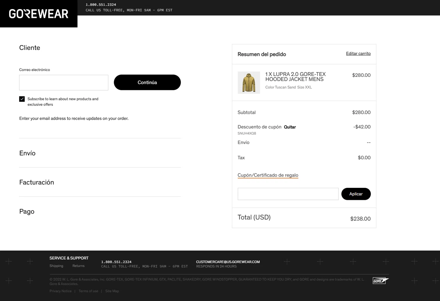 Gore Wear promo code screenshot showing code SNUH4XQ8 applied at Gore Wear checkout page. Uploaded by SimplyCodes community member Serdanvz on Sep 2, 2025
