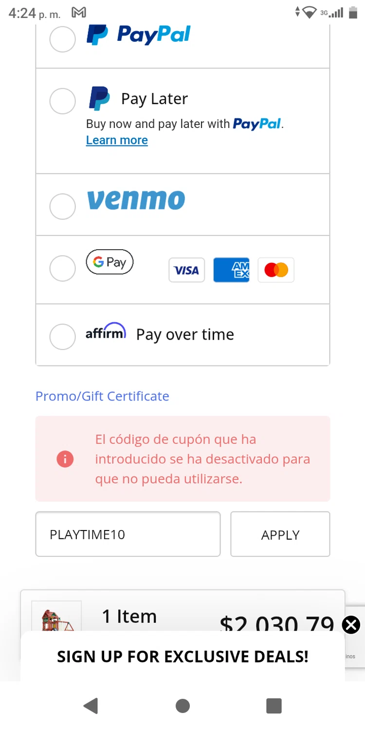 Gorilla Playsets coupon code screenshot showing code PLAYTIME10 applied at Gorilla Playsets checkout page. Uploaded by SimplyCodes community member franksanchez on Mar 22, 2025