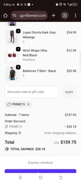 Prime15 coupon verification screenshot