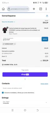 gorras10off coupon verification screenshot