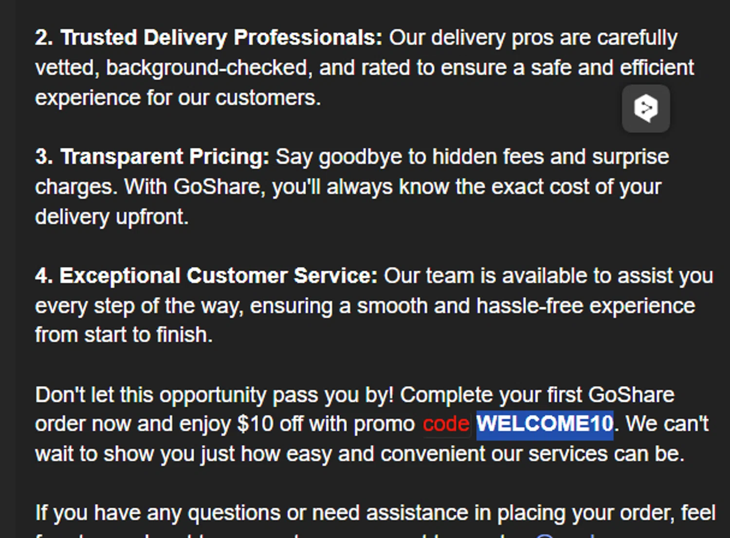 GoShare promo code screenshot showing code WELCOME10 applied at GoShare checkout page. Uploaded by SimplyCodes community member 111111 on Nov 27, 2024