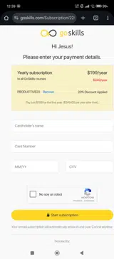 GoSkills coupon verification screenshot