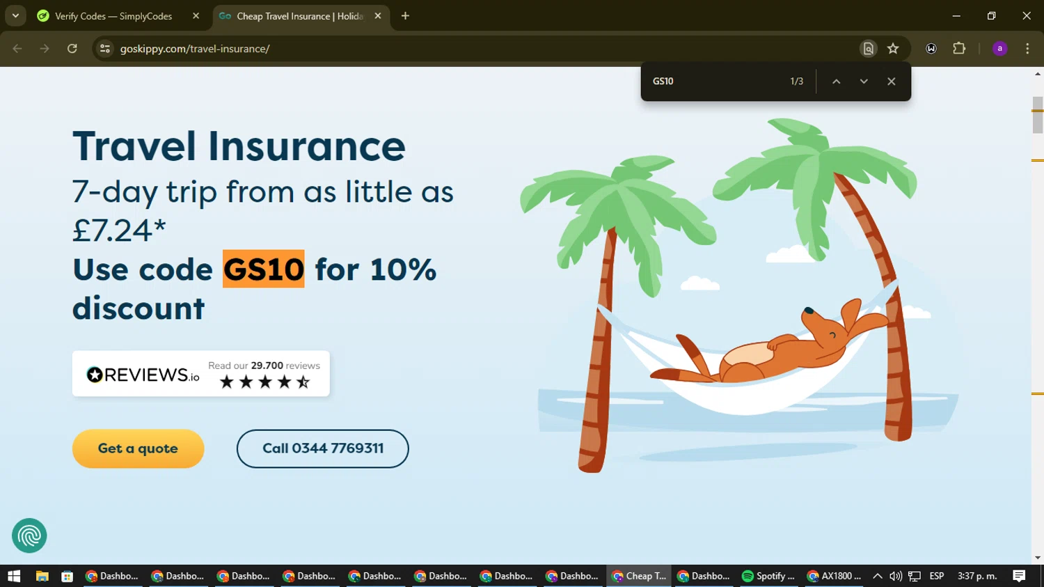 GoSkippy checkout page showing GoSkippy promo code box | Screenshot taken by SimplyCodes community member on Jul 8, 2024