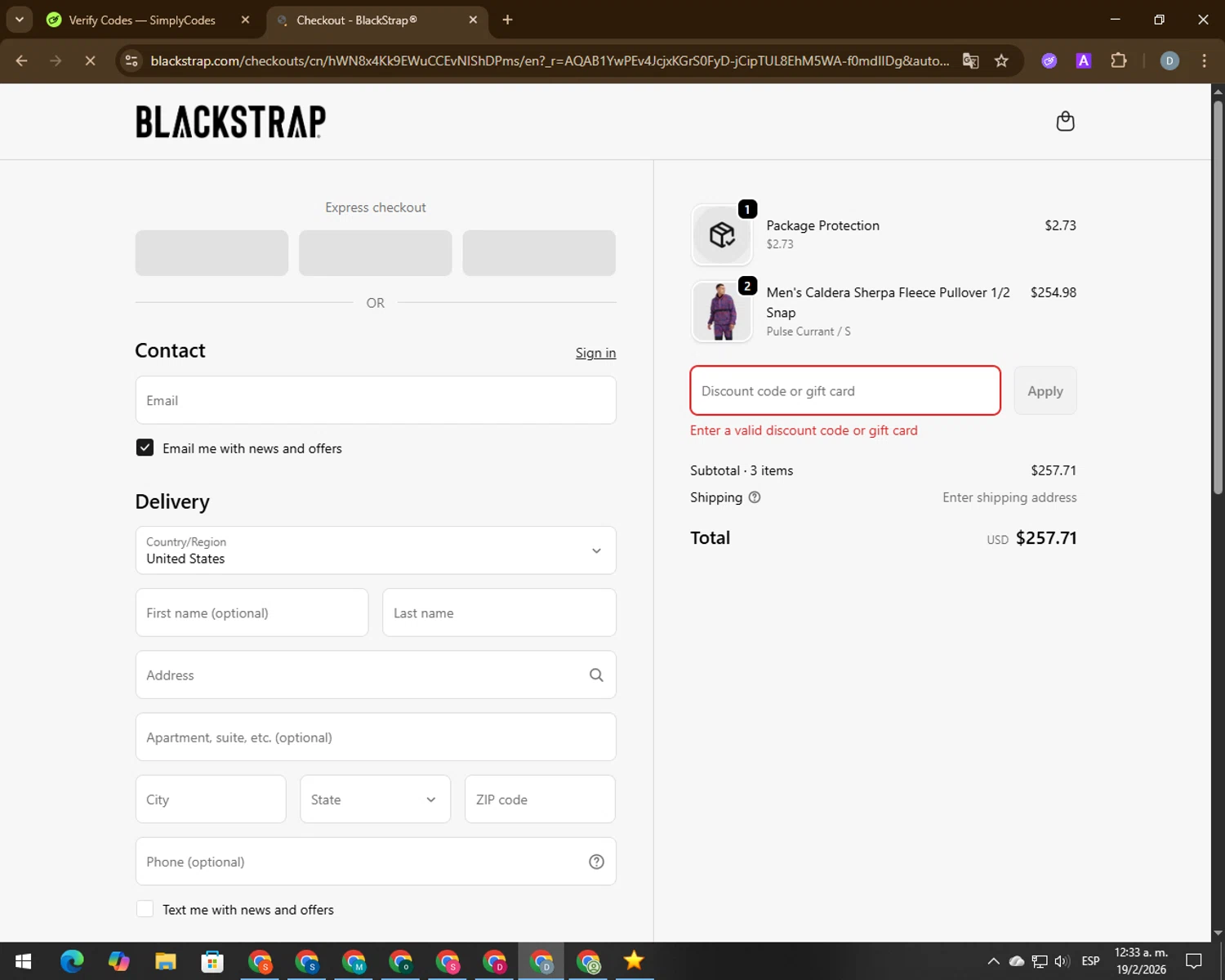 Gothlolibeauty promo code screenshot showing code MIDWAY applied at Gothlolibeauty checkout page. Uploaded by SimplyCodes community member 00000007 on Feb 19, 2026