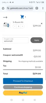 welcome20 coupon verification screenshot