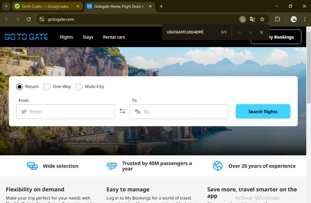 GotoGate checkout page showing GotoGate promo code box | Screenshot taken by SimplyCodes community member on Apr 1, 2025