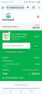 GLUTENFREELIVINGBK coupon verification screenshot