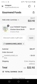 samwolkwellness coupon verification screenshot