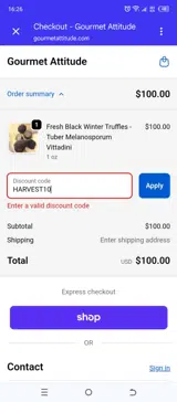 Gourmet Attitude coupon verification screenshot