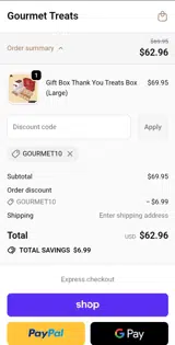 Gourmet Treats Baking coupon verification screenshot