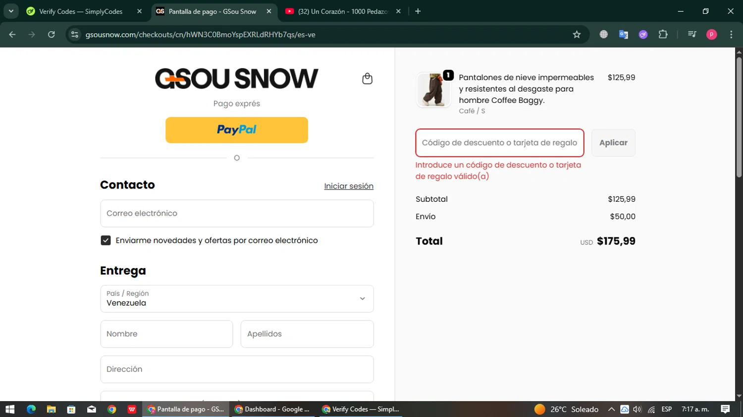 Gou Snow promo code screenshot showing code AUSAVE6 applied at Gou Snow checkout page. Uploaded by SimplyCodes community member ExtraordinaryBoss3426 on Sep 20, 2025