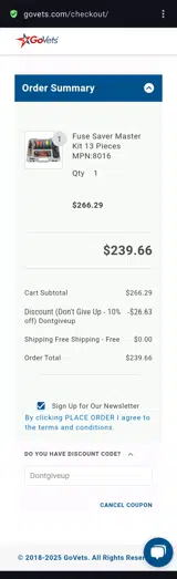 Dontgiveup coupon verification screenshot