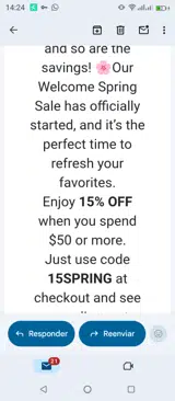 15SPRING coupon verification screenshot