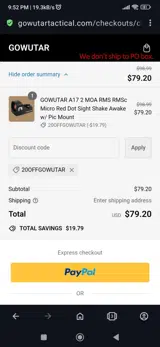 20Offgowutar coupon verification screenshot