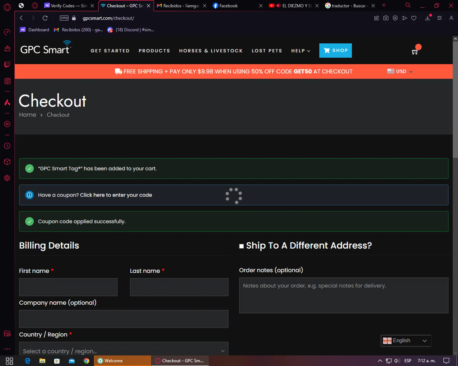 GPC Smart checkout page showing GPC Smart promo code box | Screenshot taken by SimplyCodes community member on Jan 30, 2024