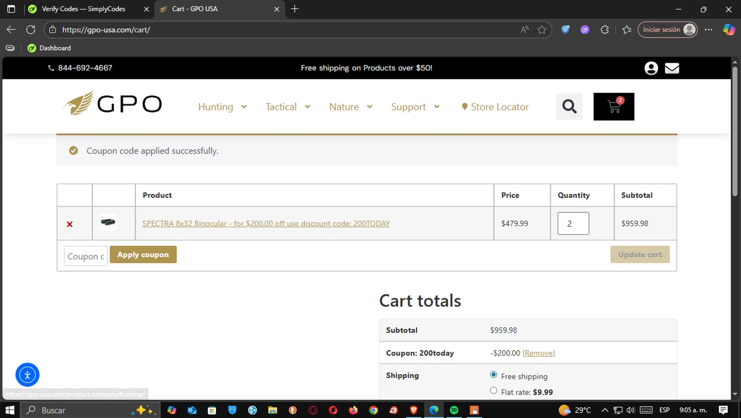 GPO USA checkout page showing GPO USA promo code box | Screenshot taken by SimplyCodes community member on Nov 12, 2025