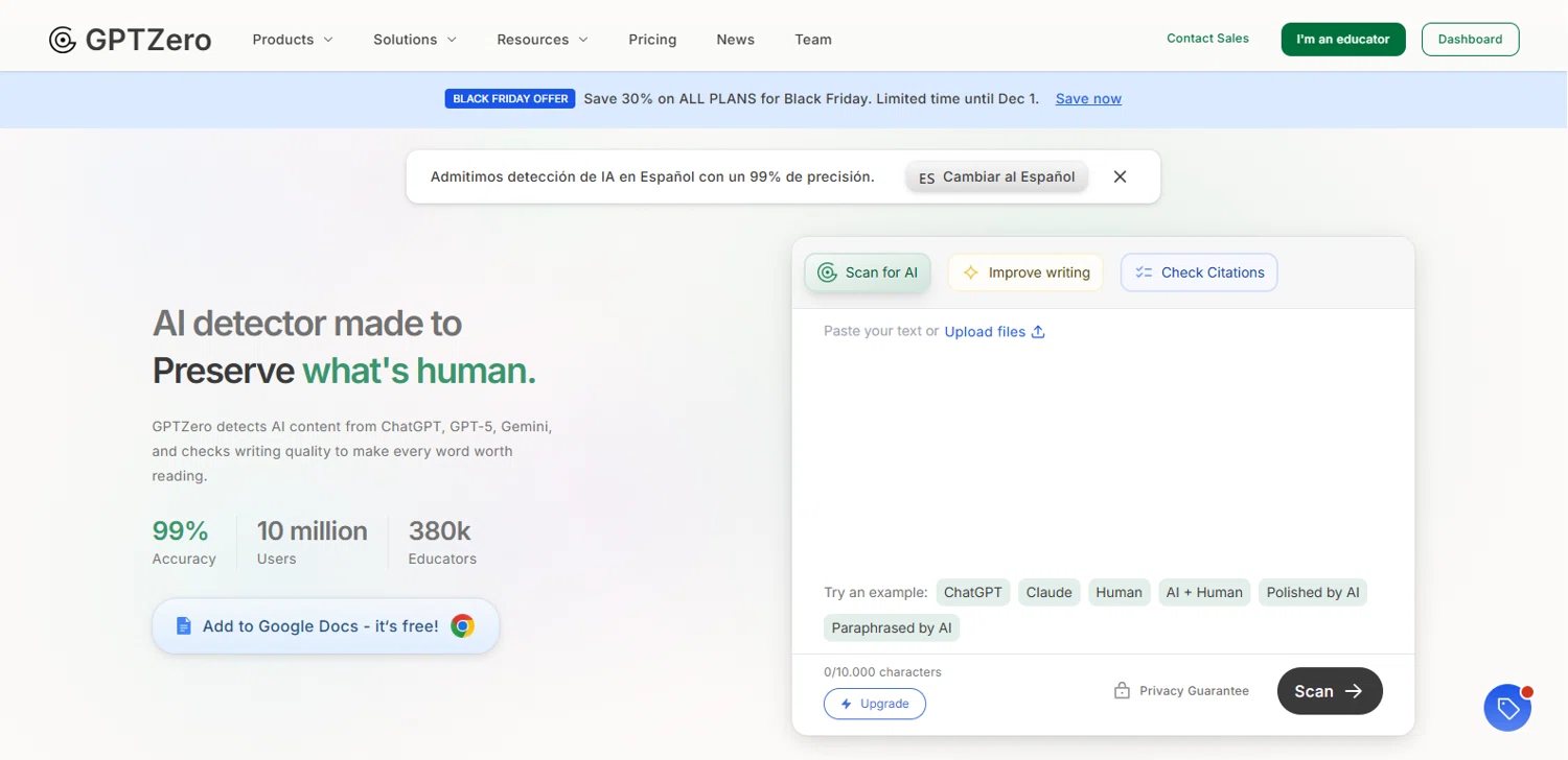 GPTZero promo code screenshot showing code JUBILEE applied at GPTZero checkout page. Uploaded by SimplyCodes community member dimitriv on Nov 29, 2025