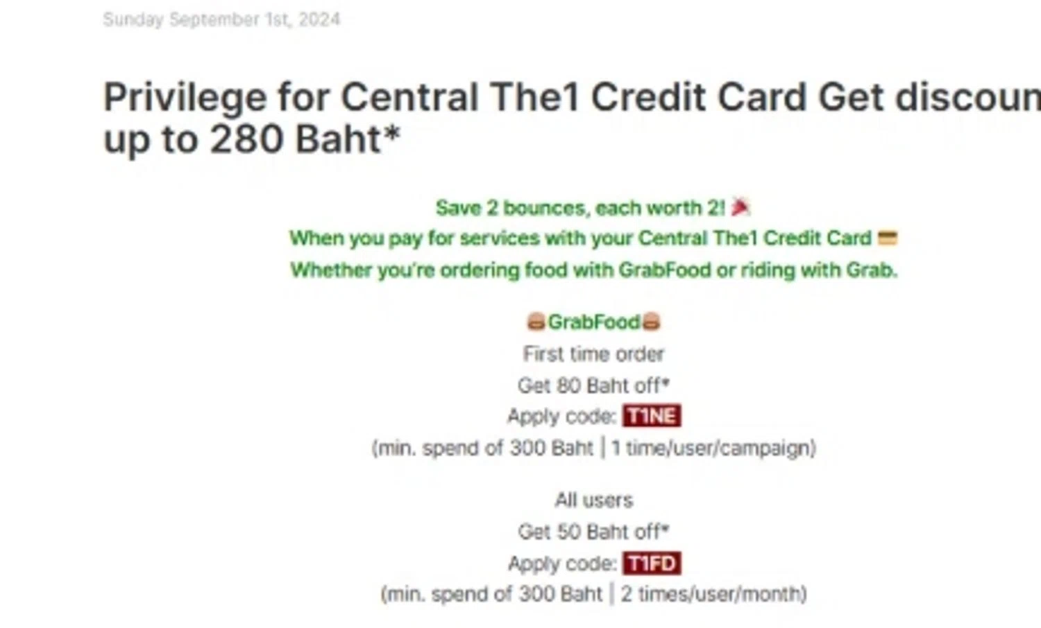 Grab promo code screenshot showing code T1NE applied at Grab checkout page. Uploaded by SimplyCodes community member BudgetPro6018 on Nov 28, 2025