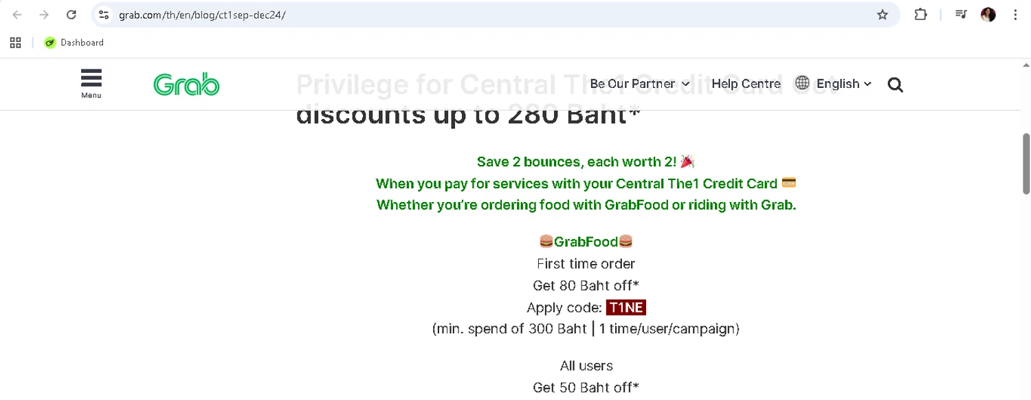 Grab promo code screenshot showing code T1NE applied at Grab checkout page. Uploaded by SimplyCodes community member monicacaraballo on Jan 4, 2026