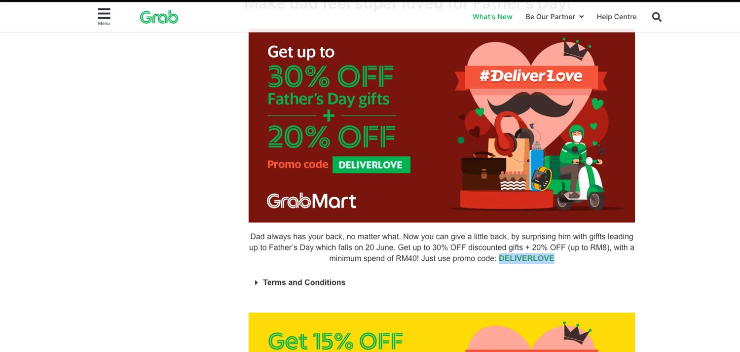 Grab promo code screenshot showing code DELIVERLOVE applied at Grab checkout page. Uploaded by SimplyCodes community member ELOIN777 on Jun 20, 2025
