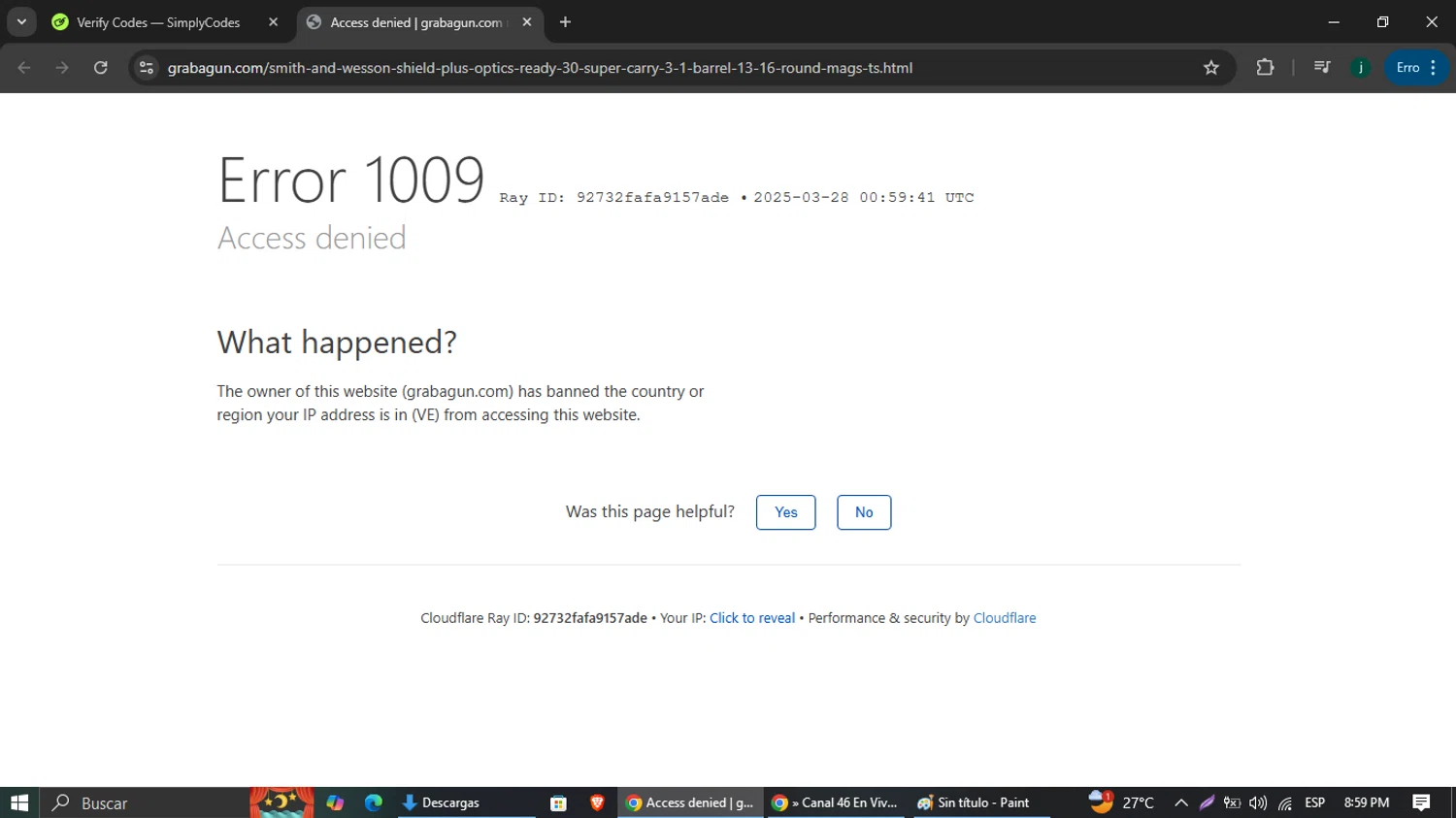 Grab A Gun discount code screenshot showing code 44FREEFREIGHT applied at Grab A Gun checkout page. Uploaded by SimplyCodes community member jairinho on Mar 28, 2025