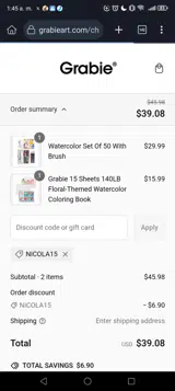 NICOLA15 coupon verification screenshot