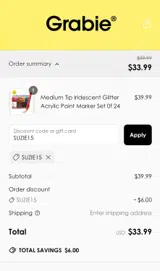 SUZIE15 coupon verification screenshot
