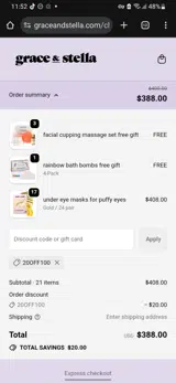 20OFF100 coupon verification screenshot
