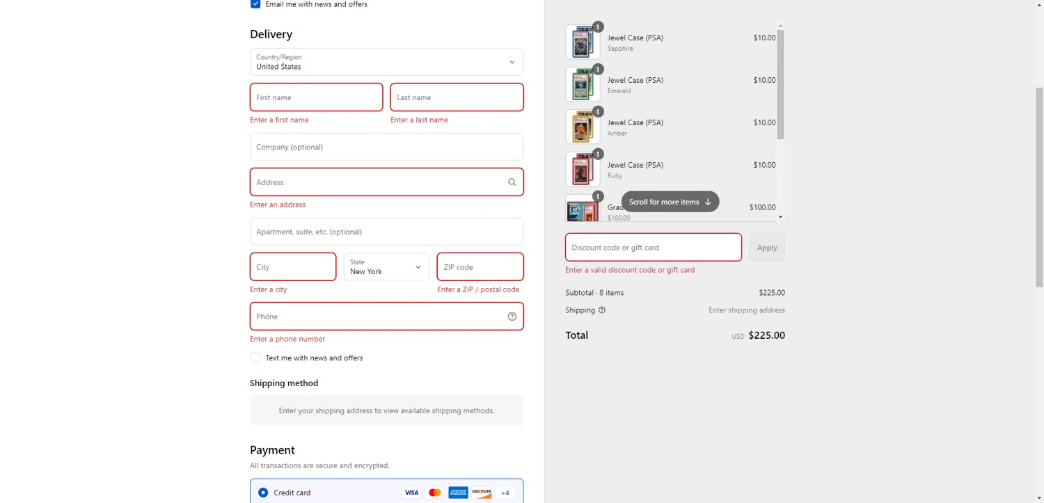 GradedGuard discount code screenshot showing code KAC10 applied at GradedGuard checkout page. Uploaded by SimplyCodes community member SilverChaser3269 on Sep 8, 2025