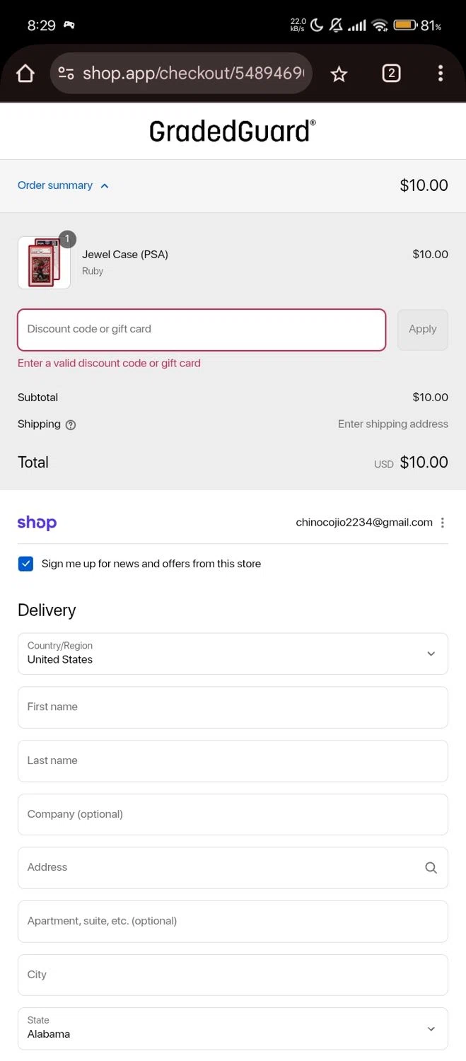 GradedGuard discount code screenshot showing code CHRISPYTCG applied at GradedGuard checkout page. Uploaded by SimplyCodes community member RebateShopper5497 on Sep 9, 2025